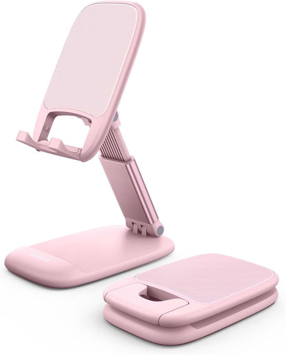 Lamicall Cell Phone Stand for Desk - [Height Adjustable] Foldable Mobile Phone Holder, Portable Stand for iPhone 17 16 15 14 13 12 11 Pro Max Plus Air, Galaxy S25, Office Gift Mothers Day Accessories
