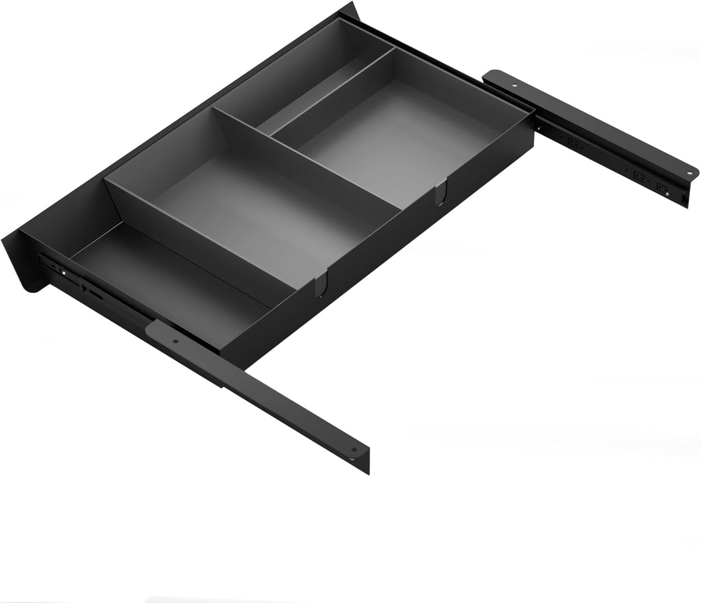 Under Desk Mounted Sliding Drawer with 60 Degree Tilt Panel to Pull Out, 15'' Long & 9'' deep Large Storage Organizer for Sit Stand Workstation