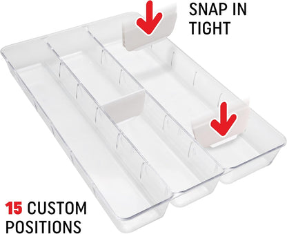 Dial Industries Junk Vanity Office Drawer Organizer Tray with Adjustable Dividers