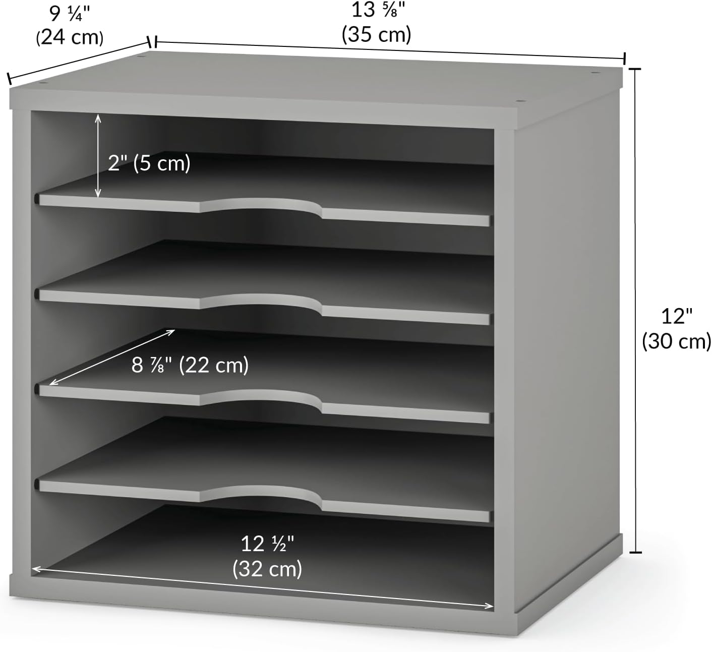 Ballucci File Organizer Paper Sorter, 5 Tier Adjustable Shelves Office Desk Organizer, 13 5/8" x 9 1/4" x 12", Black