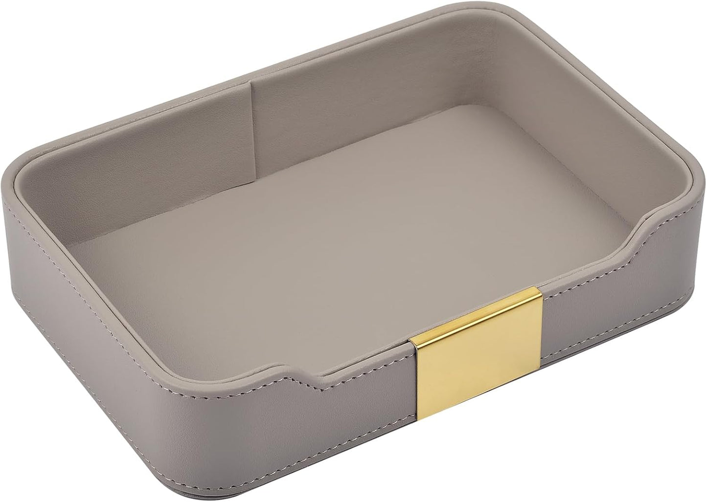 Luxury Leather Valet Tray Desktop Storage Organizer,Bedside Vanity Catchall Tray Nightstand Caddy Holder for Cosmetic,Jewelry,Watch,Keys,Phone,Wallet,Remote Controller,Pen,Black