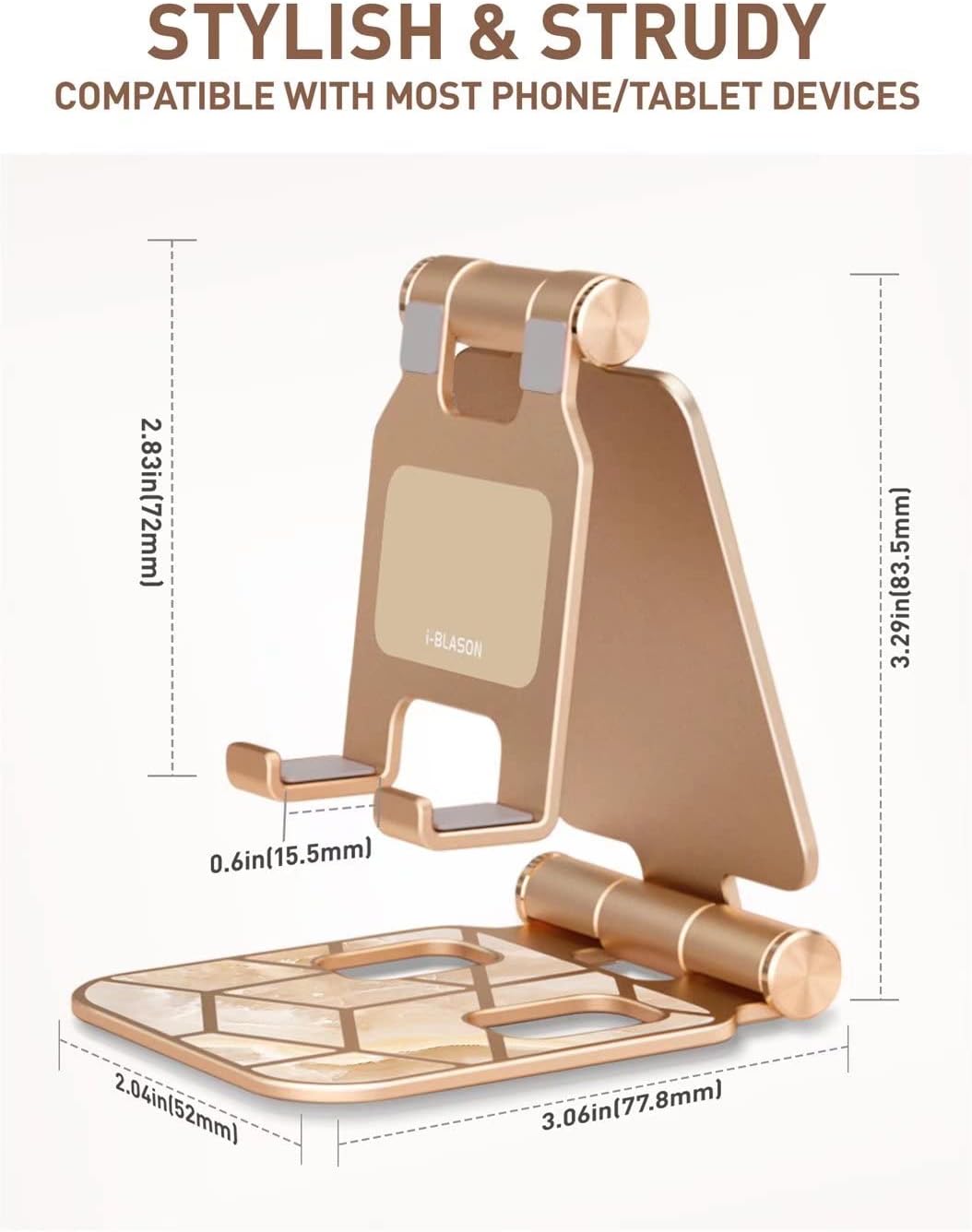 i-Blason Cell Phone Stand for Desk, Cell Phone Holder, Fits All Smart Phones, iPhone 16 15 14 13 Pro Max, Foldable Phone Stand Holder, Marble