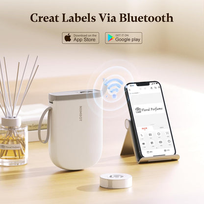 NIIMBOT 300 DPI D11 Label Maker Machine with 1 Tape, Mini Portable Label Printer, Bluetooth Thermal Label Printer Sticker Labeler for Office Home Kitchen School Organization, White