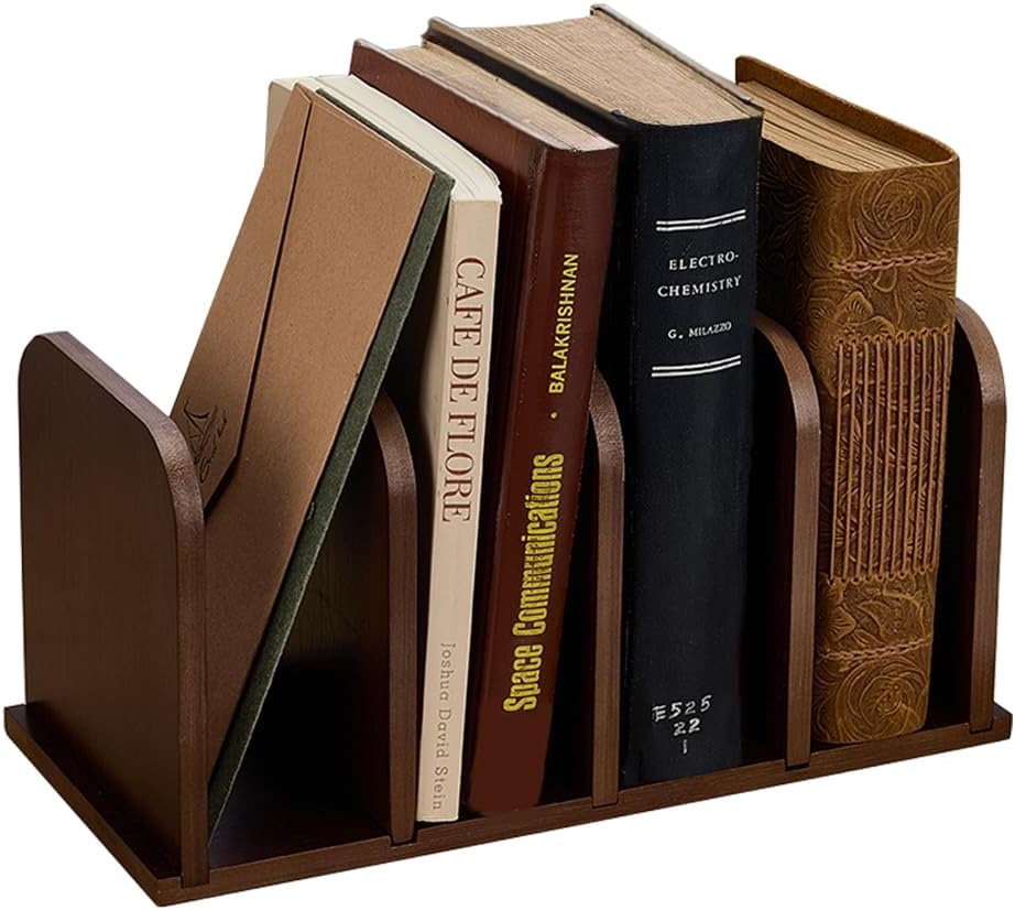 FINGERINSPIRE Desk Organizer Mail Holders 12x5x6 Inch 4 Compartments Bamboo Desk File Storage Stands Document Sorting Rack for Office, Home, School Desktop Organization