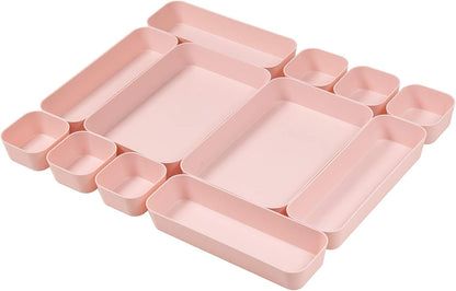 Backerysupply (9 Piece Set) Large Size Plastic Desk Drawer Organizers For Makeup Bathroom Office Kitchen Three Colors