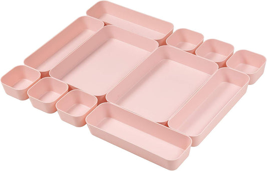 Backerysupply (9 Piece Set) Large Size Plastic Desk Drawer Organizers For Makeup Bathroom Office Kitchen Three Colors