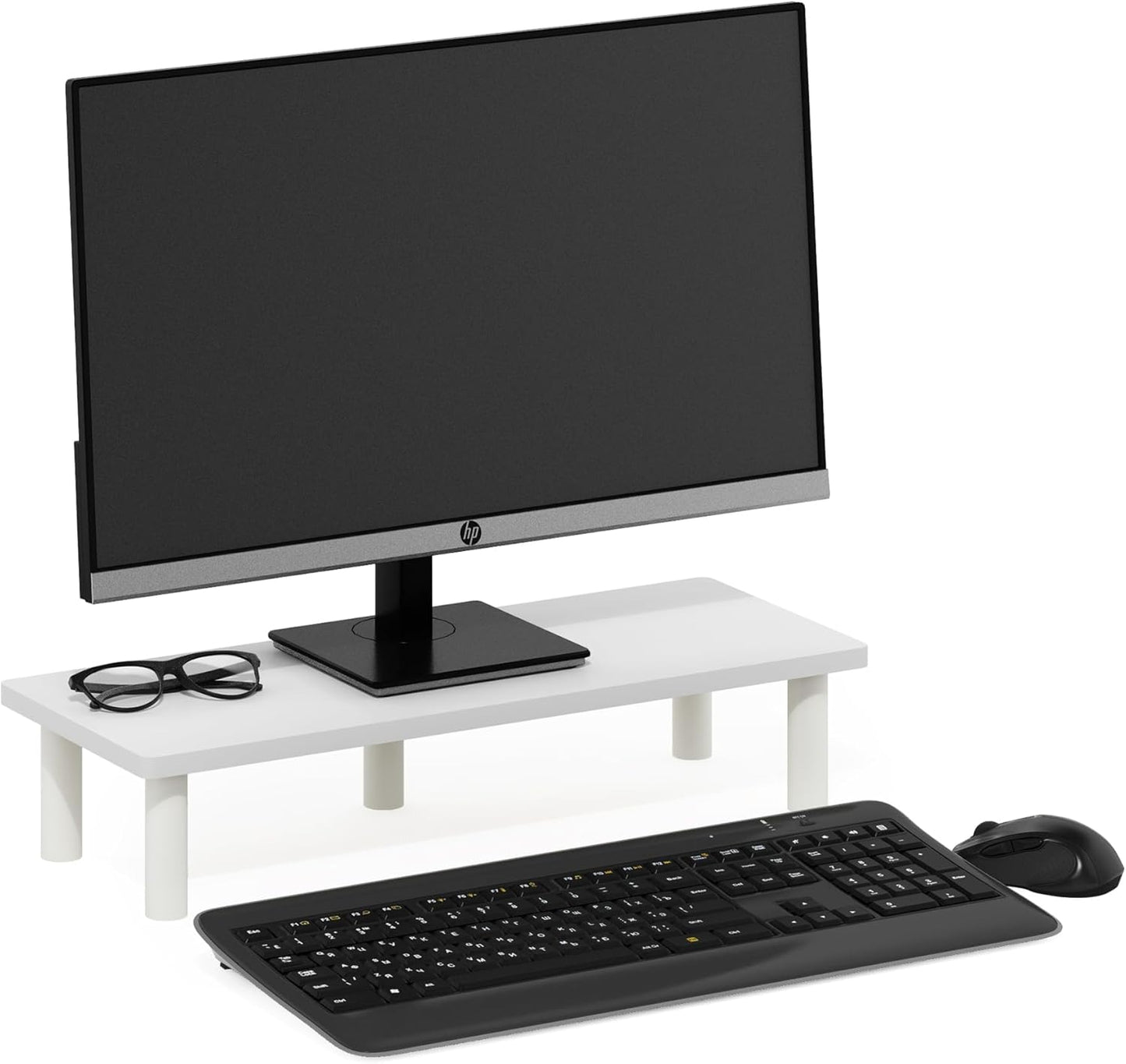 Furinno Turn-N-Tube Corner Monitor Riser Stand with Stainless Steel Tubes, Americano