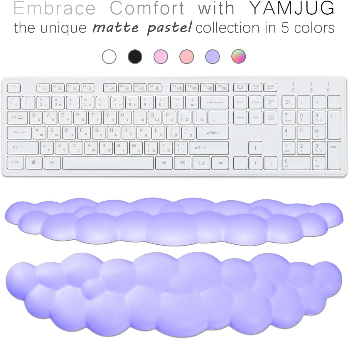 Cloud Wrist Rest Keyboard Palm Rest with Non-Slip Base for Computer Gaming Wrist Rest, YAMJUG Cloud Arm Rest Keyboard Wrist Pad Rainbow