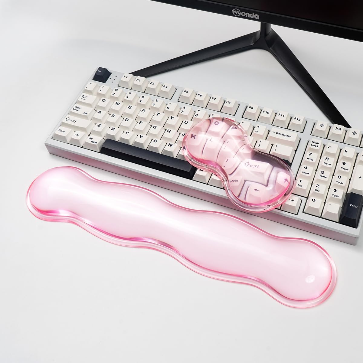 Clear Gel Wrist Rest for Keyboard and Mouse, Green Silicone Mouse Wrist Rest Set, Cute Ergonomic Wrist Rest for Keyboard 60%/75%(Green)