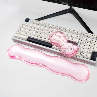 Clear Gel Wrist Rest for Keyboard and Mouse, Green Silicone Mouse Wrist Rest Set, Cute Ergonomic Wrist Rest for Keyboard 60%/75%(Green)