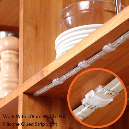 Threetwofour 100 Pack Double Installation LED Strip Light Mounting Bracket Self Adhesive LED Clips Only use for Width 8-10mm/0.31-0.39in Height<2.8mm/0.11in Indoor LED Strip Light with 102PCS Screws
