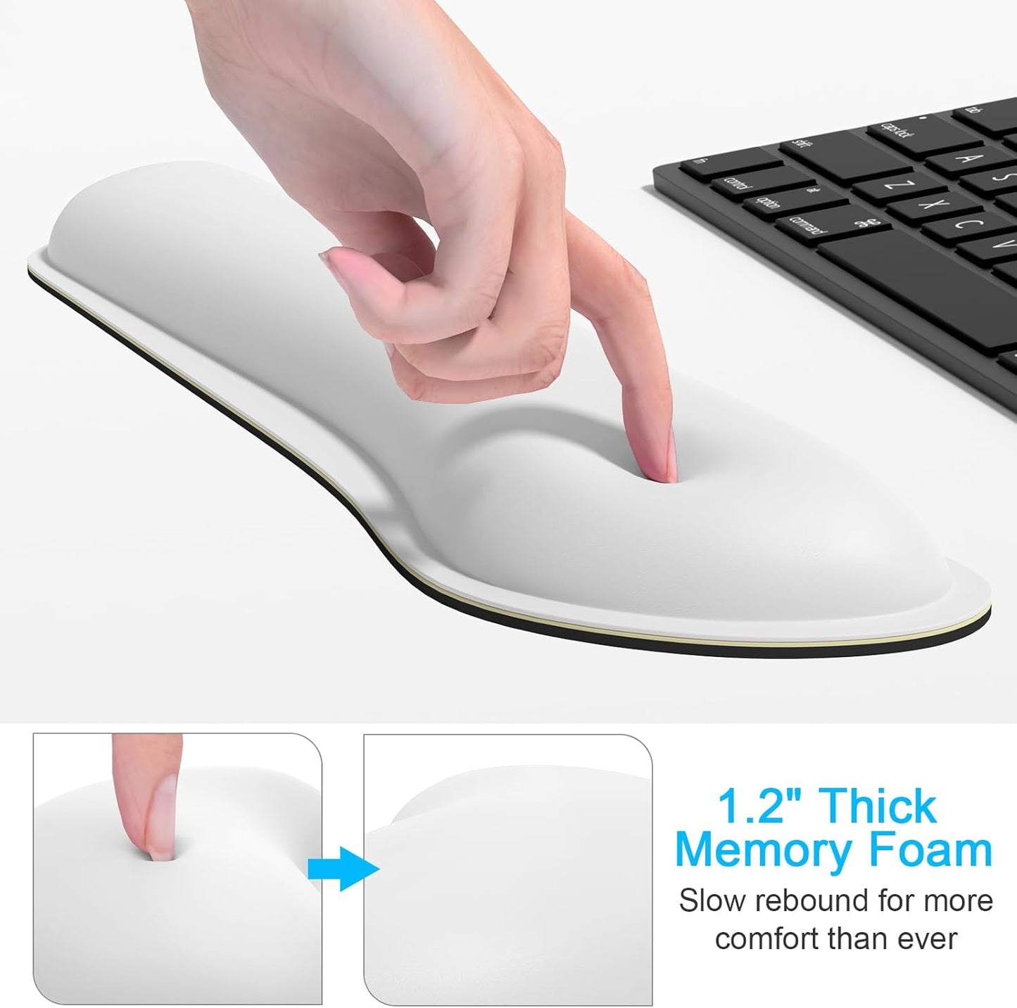 Dapesuom Keyboard Wrist Rest Set, Cute PU Leather Wrist Cushion for Computer Keyboard and Mousepad, Memory Foam Mouse Pad Rests Support with Non-Slip Base for Typing Pain Relief Laptop, Colonial White