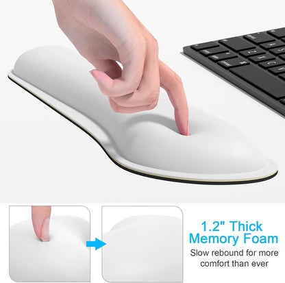 Dapesuom Keyboard Wrist Rest Set, Cute PU Leather Wrist Cushion for Computer Keyboard and Mousepad, Memory Foam Mouse Pad Rests Support with Non-Slip Base for Typing Pain Relief Laptop, Colonial White