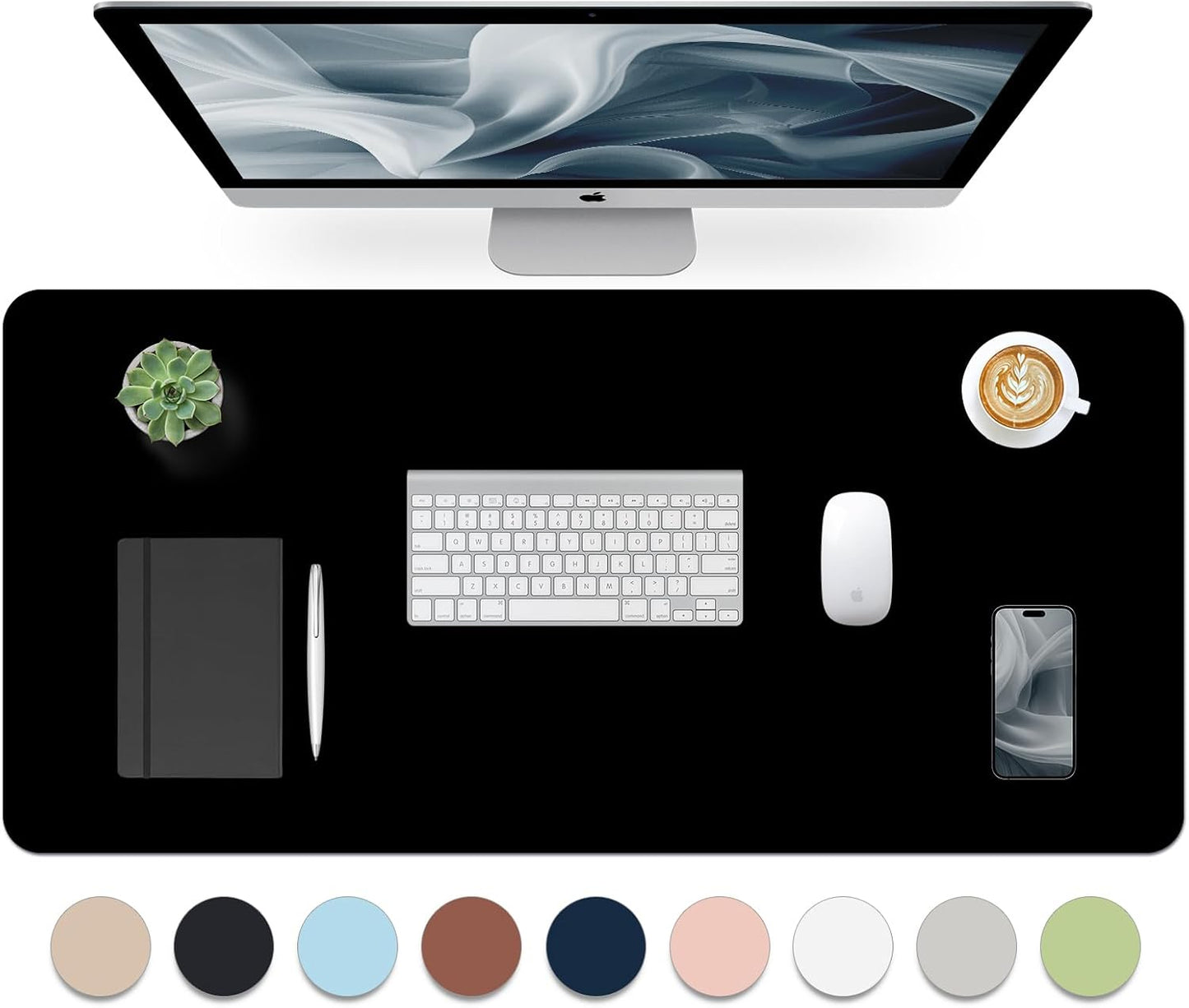 Bloss Leather Desk Pad and Keyboard Wrist Rest, Large Mouse Pad + Keyboard Pad+Mouse Wrist Support, Non-Slip Desk Mat Protector for Office, Home(31.5×15.7 Inches,Beige)