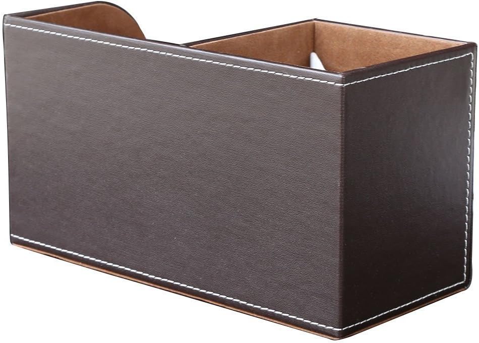 KINGFOM Desk Organizer Office Supplies Caddy Pu Leather Multi-function Storage Box Pen/Pencil,Cell phone, Business Name Cards Remote Control Holder with Small Drawer Black