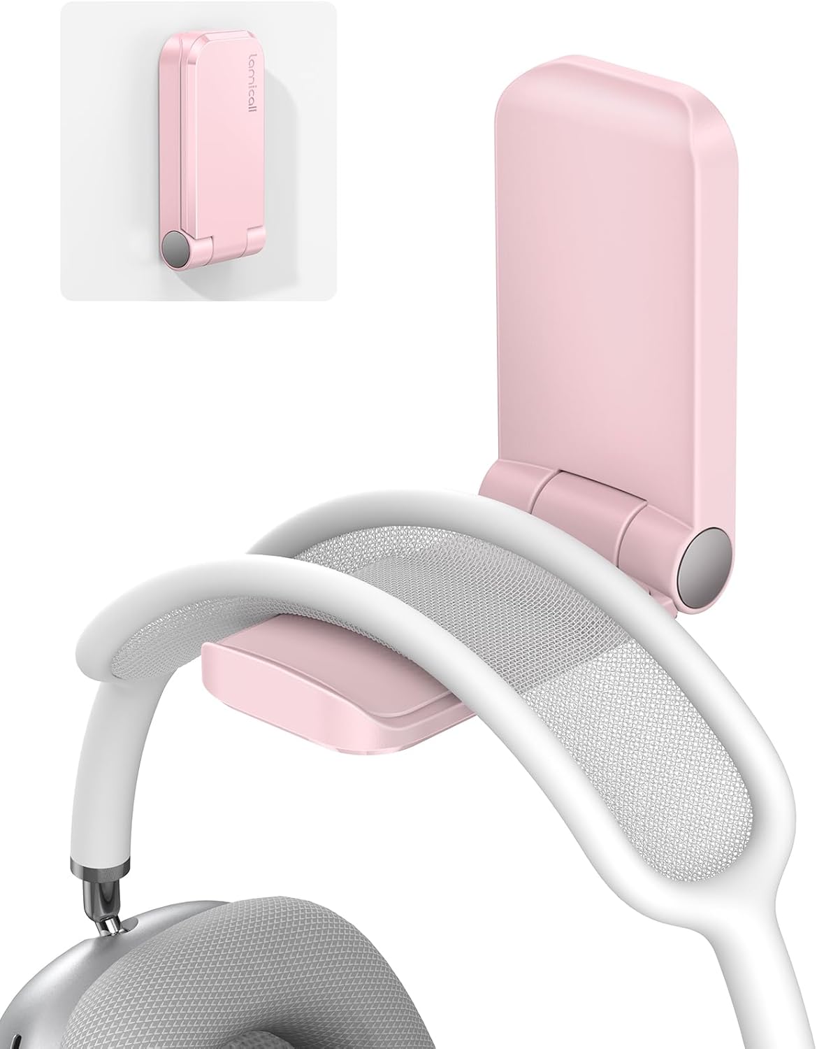 Lamicall Headphone Stand, Sticky Headset Hanger - 2 Pack Adhesive Headphone Holder Hook Mount, Headset Holder Clip Under Desk, Earphone Clamp for Airpods Max, HyperX, Sennheiser, Black