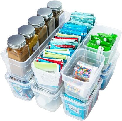 Best Kept 6 Bin Pack, Long Home Organizer Storage Boxes with Lids, Translucent Clear