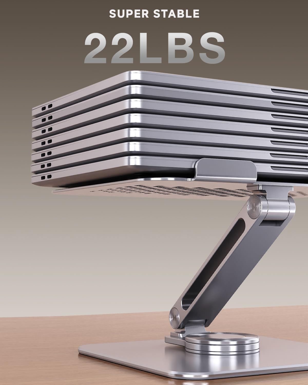 Laptop Stand for Desk, Aluminum Alloy Ergonomic Laptop Riser 360 Rotation Base, Portable Adjustable Laptop Stand for Office Home Fits MacBook Air Pro, Dell, HP (10"-17.3'') - Silver