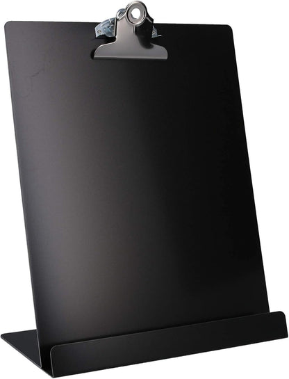 Saunders Free Standing Clipboard & Tablet Stand - Durable Black Recycled Aluminum Desktop Document Holder for Office, Teachers & Students - 1" Clip Holds 8.5x11 Letter Size Sheets, Lightweight