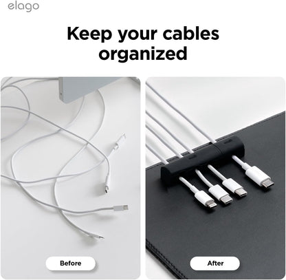 elago Magnetic Cable Management Organize 4 Cables, Powerful Magnets, Wire Holder Keeper Organizer Phone Home Office Desk Compatible with Magnetic Pad (1 Slot +3 Slot Set)[Stone]