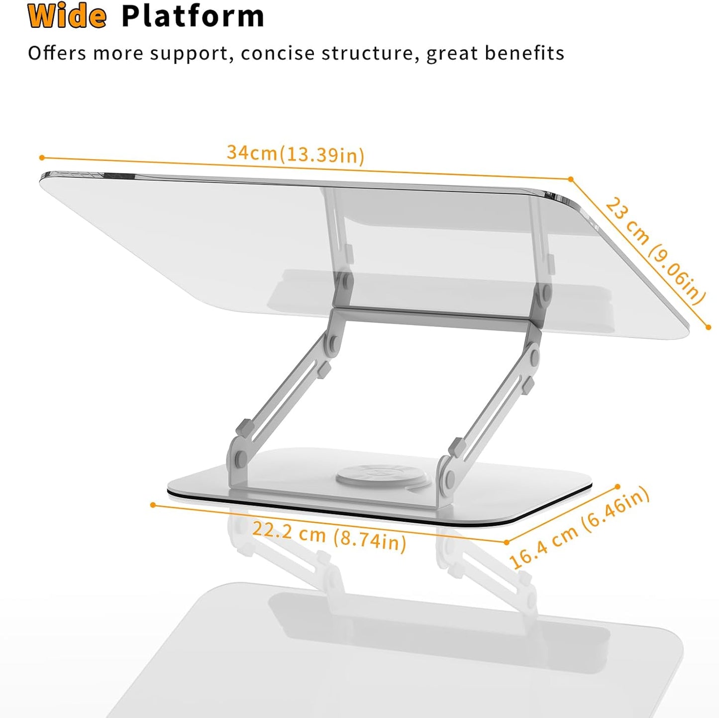 Acrylic Book Stand for Reading,Adjustable Holder with 360° Rotates Base & Page Clips,Foldable Desktop Ricer for Cookbook,Music Scores,Laptop,Tablet,Recipe,Textbook,Magazines