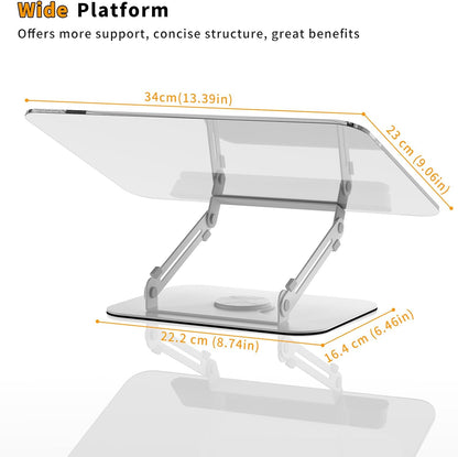 Acrylic Book Stand for Reading,Adjustable Holder with 360° Rotates Base & Page Clips,Foldable Desktop Ricer for Cookbook,Music Scores,Laptop,Tablet,Recipe,Textbook,Magazines