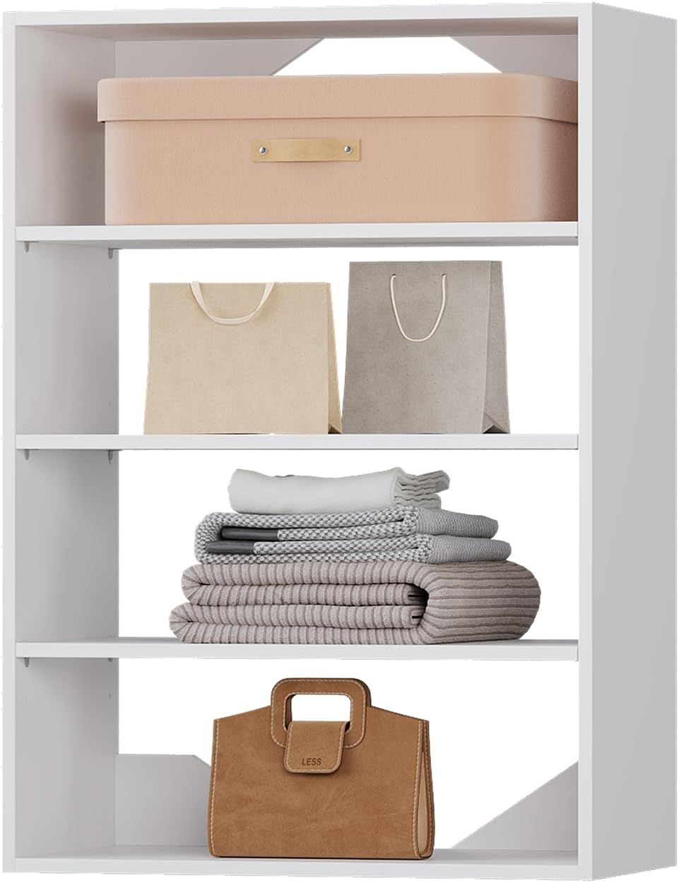 4-Drawer Stackable Storage Organizer Unit for Closet, Modular Wood Closet Storage Bins with Drawers, Closet She-lf Organizer Basket for Hanging Clothes, Wood, 25.5"W