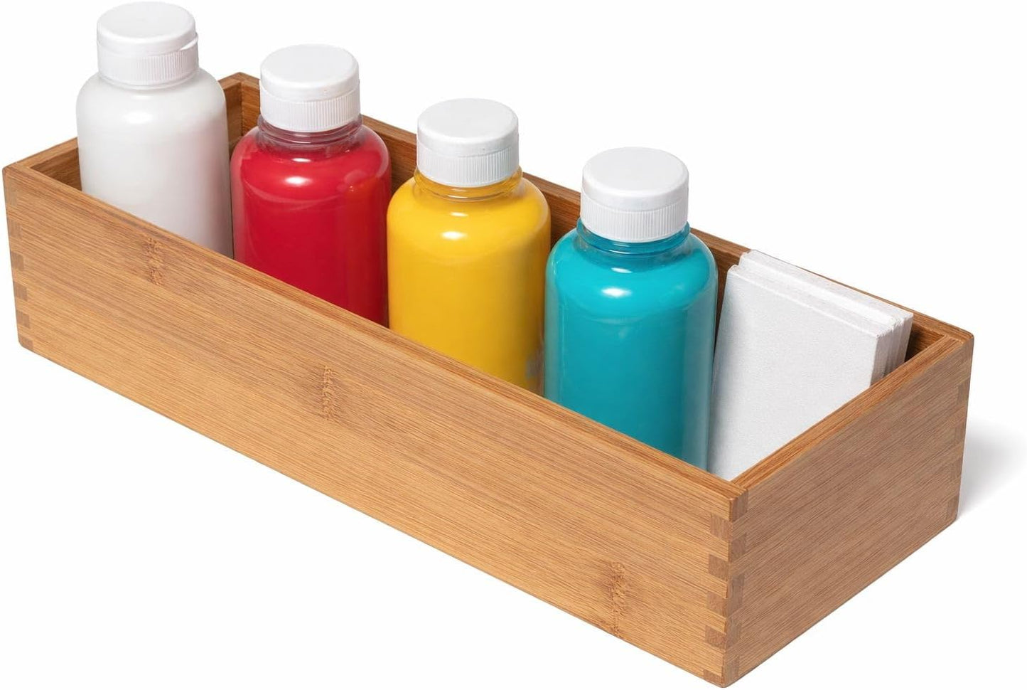 Lipper International Bamboo Wood Utensil Holder Storage Box for Cooking Tools, Makeup, or Office Supplies, 4" x 9 1/4" x 3"