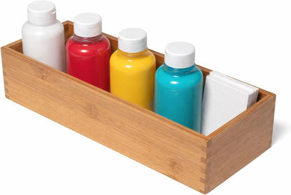 Lipper International Bamboo Wood Utensil Holder Storage Box for Cooking Tools, Makeup, or Office Supplies, 4" x 9 1/4" x 3"
