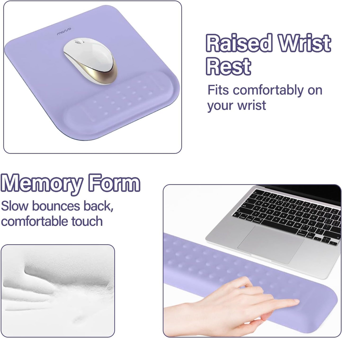 MOSISO Computer Keyboard Stand&Wrist Rest Support for Keyboard &Mouse Pad Set, Ergonomic Massage Wrist Rest Set, Easy Typing Working Acrylic Clear Stand for Office Home, Apricot