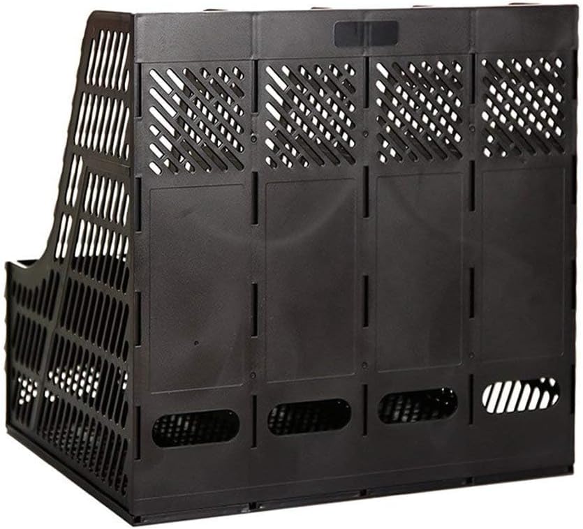 SAYEEC Desktop Magazine Holder Desk File Organizer 4 Compartments Vertical File Dividers Book Holder Frames Document Cabinet Rack Storage Organizer Box for Home Office School Black