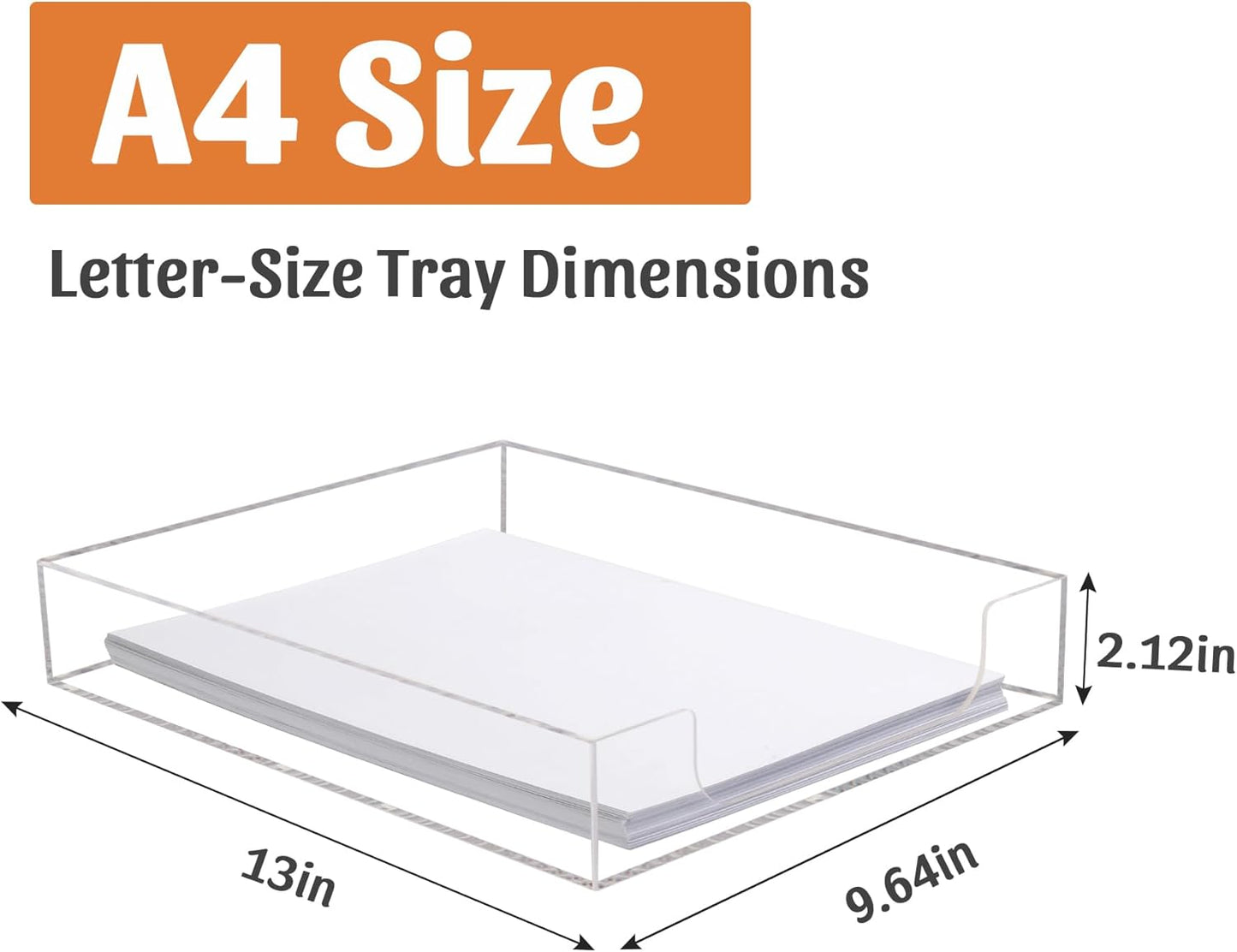 Letter-Size Tray Desk Letter Tray Paper Tray, Sturdy Heavy-Duty Plastic Printer Paper Tray, Single-Tier Stackable File Storage Organizer for Office Home (Clear)