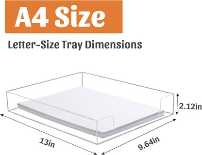 Letter-Size Tray Desk Letter Tray Paper Tray, Sturdy Heavy-Duty Plastic Printer Paper Tray, Single-Tier Stackable File Storage Organizer for Office Home (Clear)