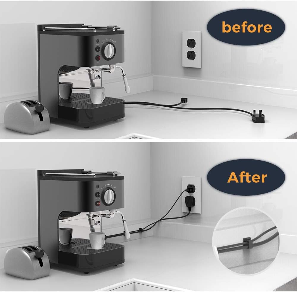 Cable Clips with Strong Self-Adhesive, XIAOXI R Shape Cable Management TV PC Wire Holder Sticky Tidy and Organizer Cord and Wires - 40 Pcs (Clear)