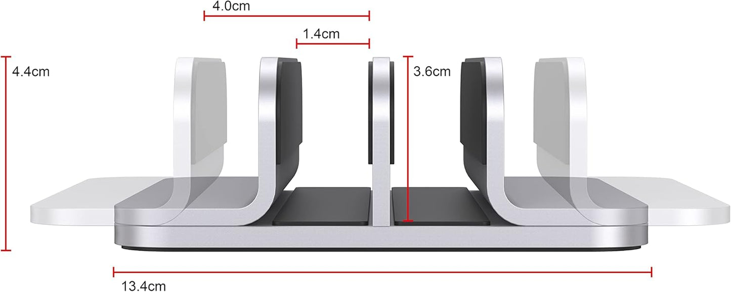 JOKItech Dual Aluminum Vertical Laptop Stand Organizer, Sturdy Notebook Computer Holder Stand Compatible with New Liquid Retina XDR Apple MacBook Air/Pro/Neo, Mac mini & iPad Pro - Black
