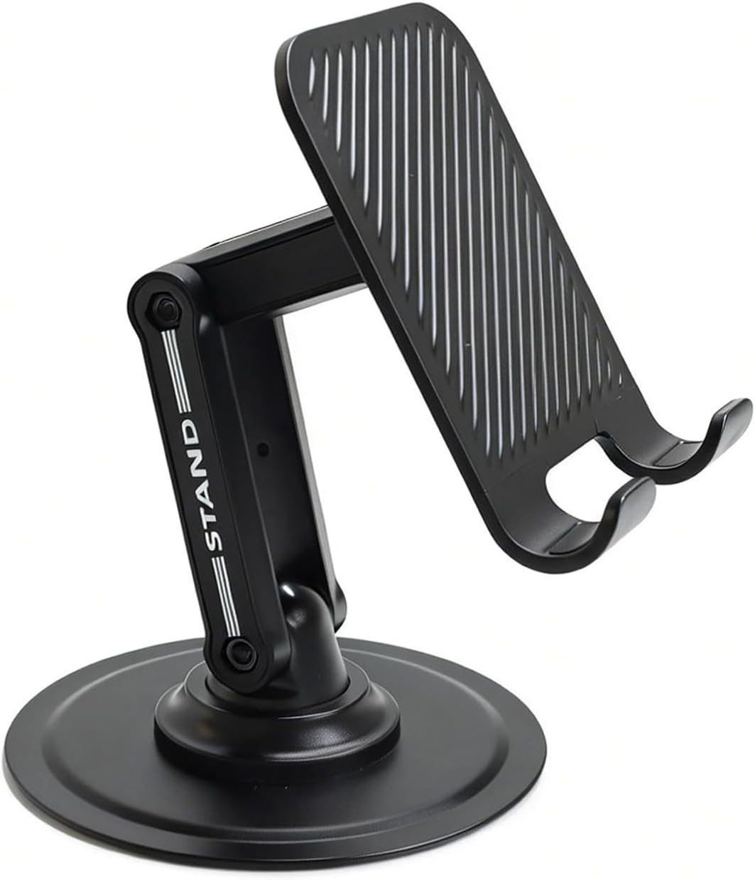 Phone Stand for Desk, Adjustable Dual-Axis 360° Rotating Sturdy Cell Phone Holder, Anti-Loose Maintainable Design, Compatible with iPhone Android Smartphones