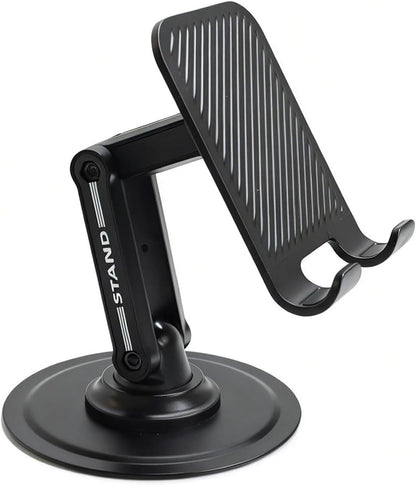 Phone Stand for Desk, Adjustable Dual-Axis 360° Rotating Sturdy Cell Phone Holder, Anti-Loose Maintainable Design, Compatible with iPhone Android Smartphones