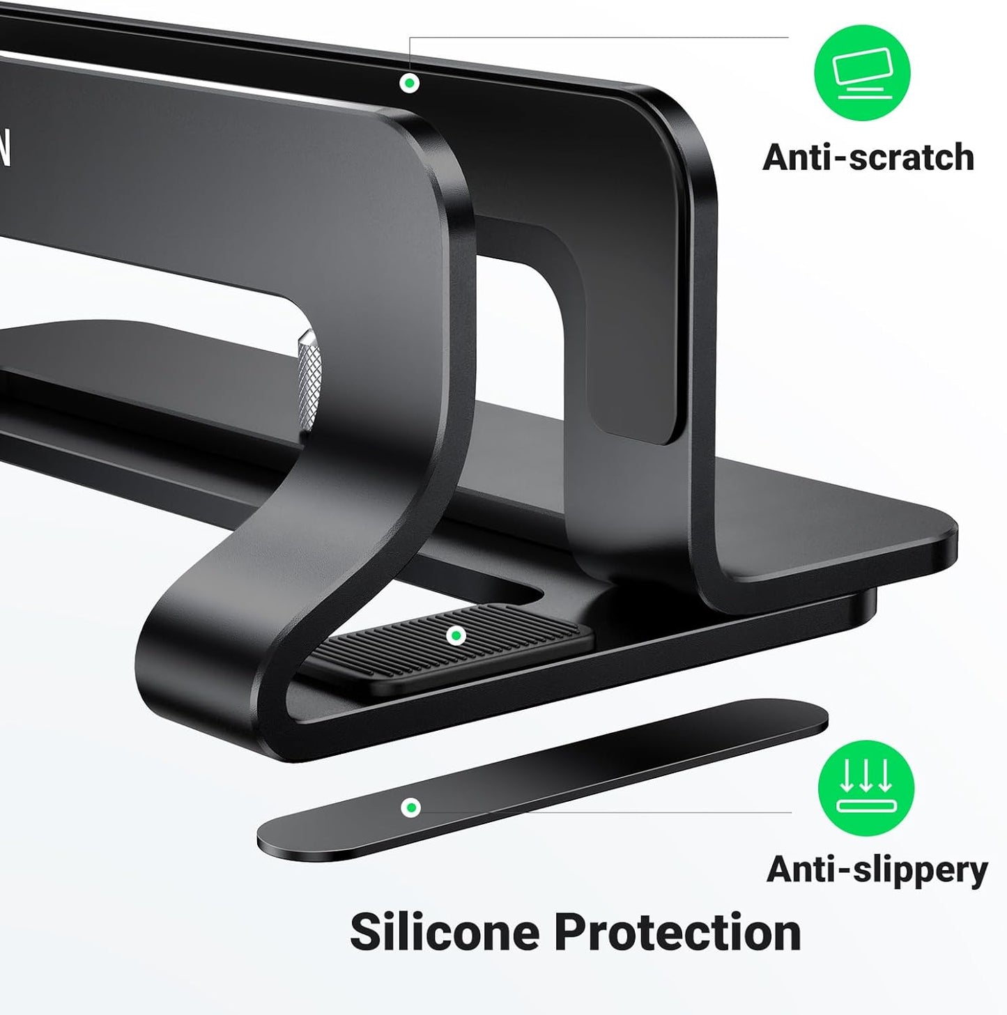 UGREEN Vertical Laptop Stand Holder for Desk Compatible with MacBook Pro, MacBook Air Stand Vertical Aluminum Adjustable for Up to 17.3 Inch Gaming Laptop, Gray