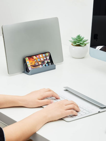JARLINK 2-in-1 Design Vertical Laptop Stand Holder, Aluminum Laptop Stand for Desk with Adjustable Dock, Space-Saving Organizer Compatible with All MacBook, Samsung, HP, Dell, Chrome Book,Silver