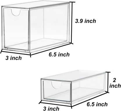 Acrylic Makeup Organizer, 10 Drawers Clear Storage Organizer Desktop Stackable Storage Drawers, Plastic Organizer Bins for Makeup, Stationery, Cosmetics, Vanity, Bathroom,Cabinet,Pantry Office Desk