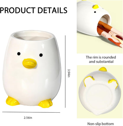 Desk Organizer Set of 2 For Office School Ceramic Pen and Paper Clip Holder for Desk Cute Cartoon Animal Stand Pencil Cup Pot Desk Organizer - Set incl. Ceramic Pen Holder and Paper Clip Holder
