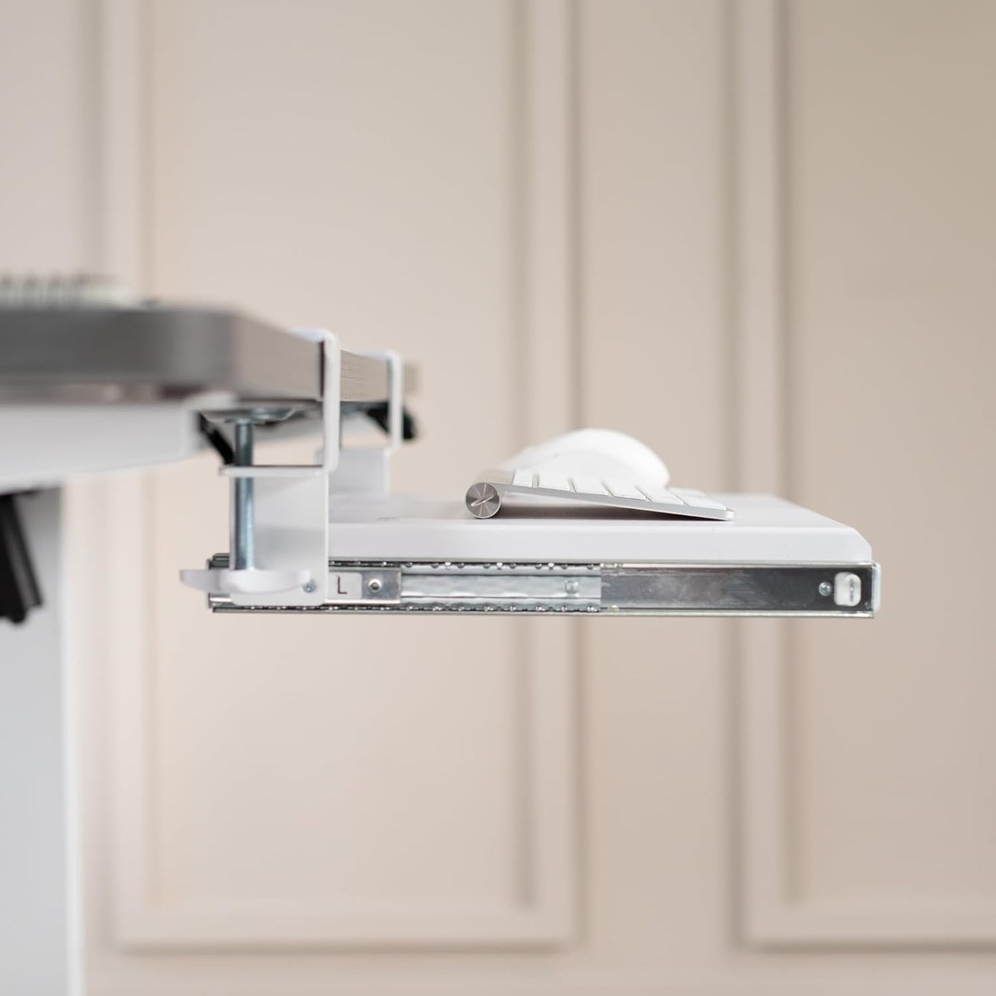 VIVO Large Clamp-on Computer Keyboard and Mouse Under Desk Slider Tray, 27 x 11 inch Pull Out Platform Drawer, White, MOUNT-KB05W