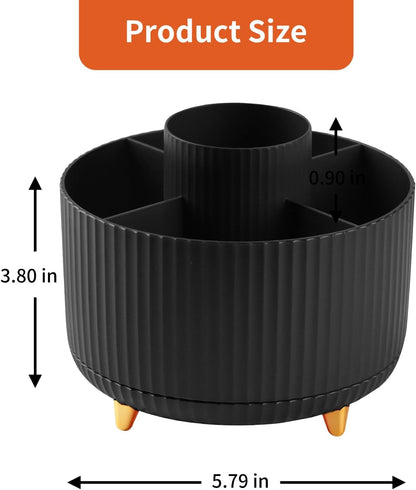 Desk Pencil Pen Holder, 5 Slots 360°Degree Rotating Pen Organizers for Desk, Desktop Storage Stationery Supplies Organizer, Cute Pencil Cup Pot for Office, School, Home, Art Supply, Dark Green