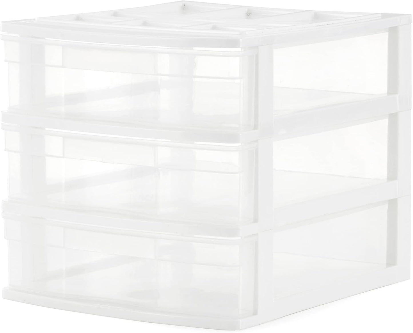 Gracious Living 3-Drawer Desktop and Countertop Organizer Drawer Set, White/Clear