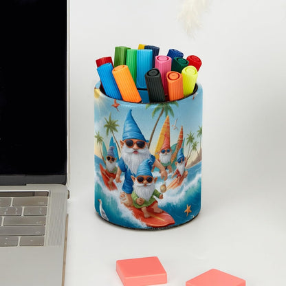 Leather Pen Holder for Desk, Love Cherry Pencil Organizer Pencil Cup Desk Decor Makeup Brush Holder Multifunctional Office Supplies for Home,Office, School