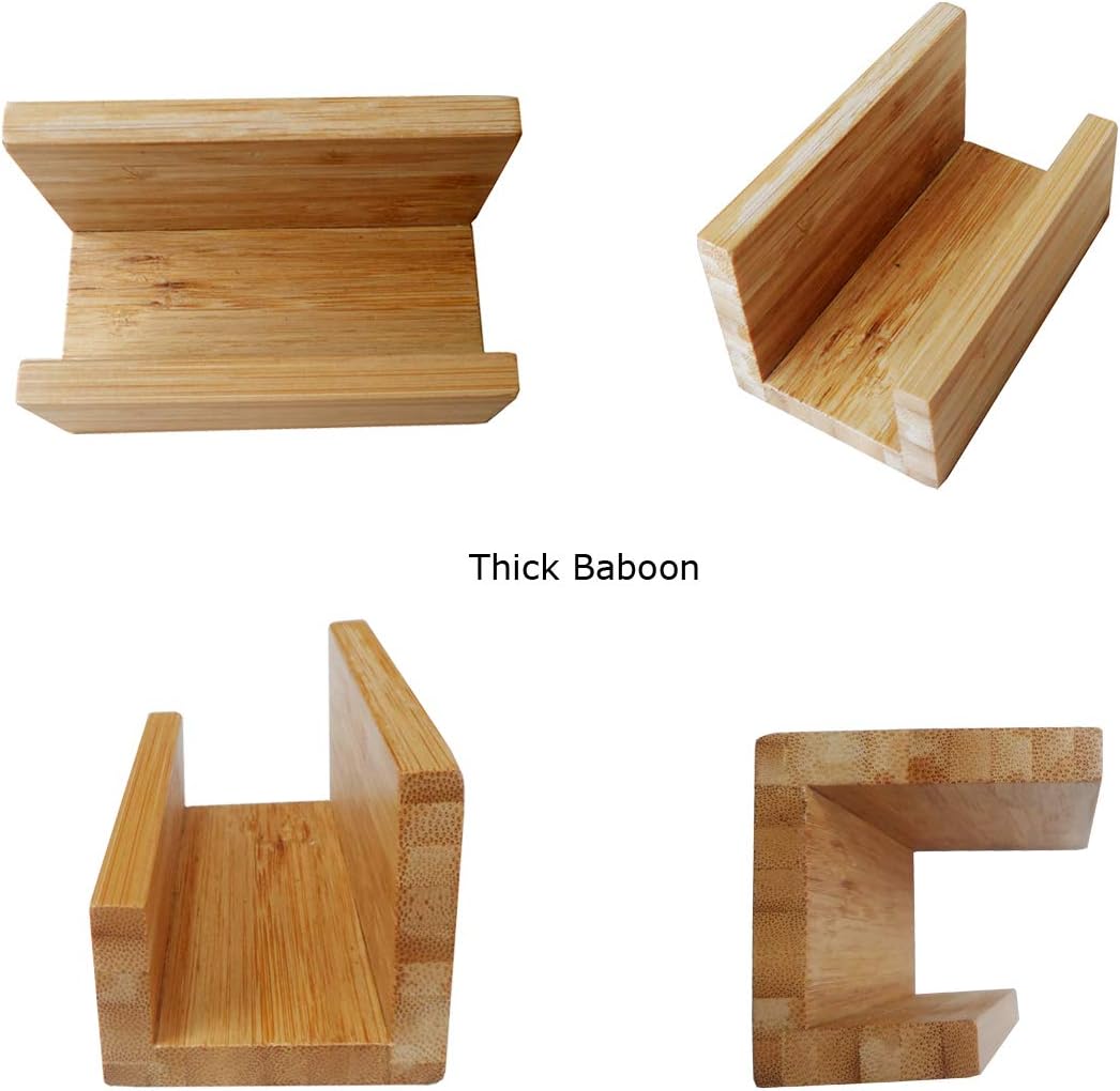 Enyuwlcm Bamboo Wooden Pen Holder Cup and Desk Business Card Holder Stand for Office Home School 2 Packs