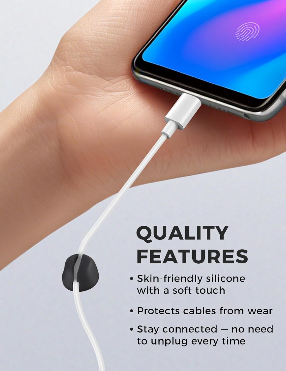 Magnetic Silicone Cable Clips with No-Residue Strong Adhesive – Desk, Under-Desk, Nightstand, Wall, Car, Office & Home Cord Organizer for Cable Management - Black