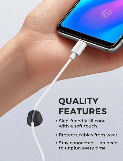 Magnetic Silicone Cable Clips with No-Residue Strong Adhesive – Desk, Under-Desk, Nightstand, Wall, Car, Office & Home Cord Organizer for Cable Management - Black