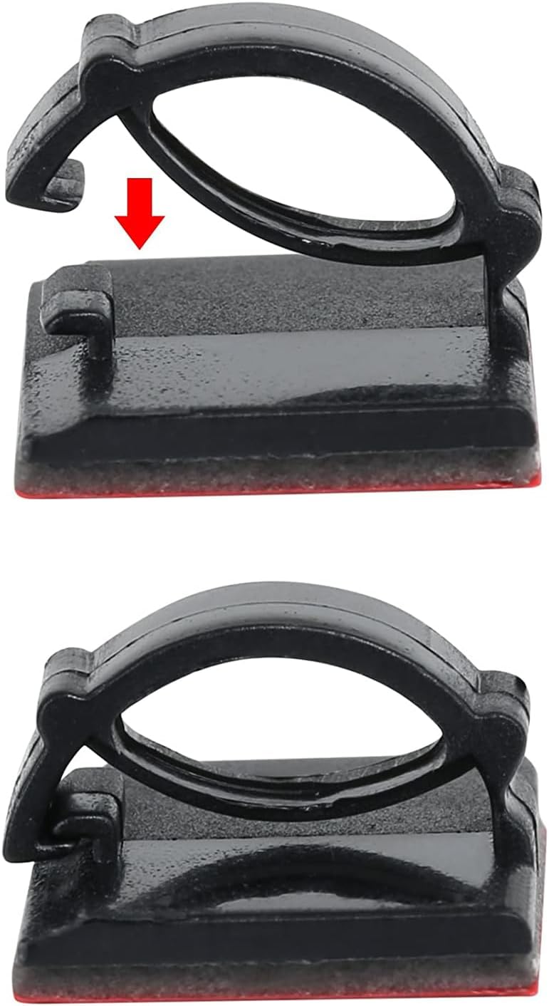 Cable Clips Self with 3M Adhesive Cord Organizer, Wire Holder Clamp Management Sticky for Desk Car Dash Cam Tables Wall, Black 30pcs