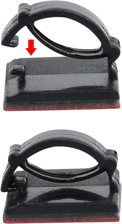 Cable Clips Self with 3M Adhesive Cord Organizer, Wire Holder Clamp Management Sticky for Desk Car Dash Cam Tables Wall, Black 30pcs